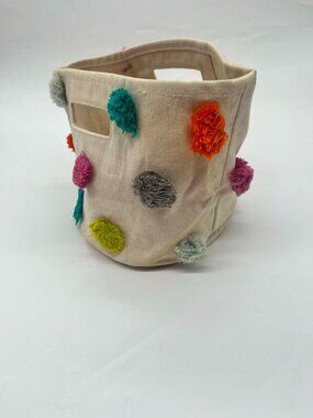 Pehr Pom Pom Bin basket cotton canvas Mini Multicolor Rainbow Color. VGUC